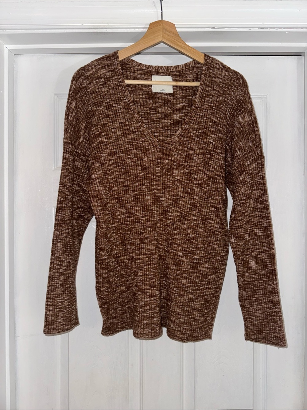 Abercrombie & Fitch V-Neck Brown Marled Women's Oversized Sweater XS